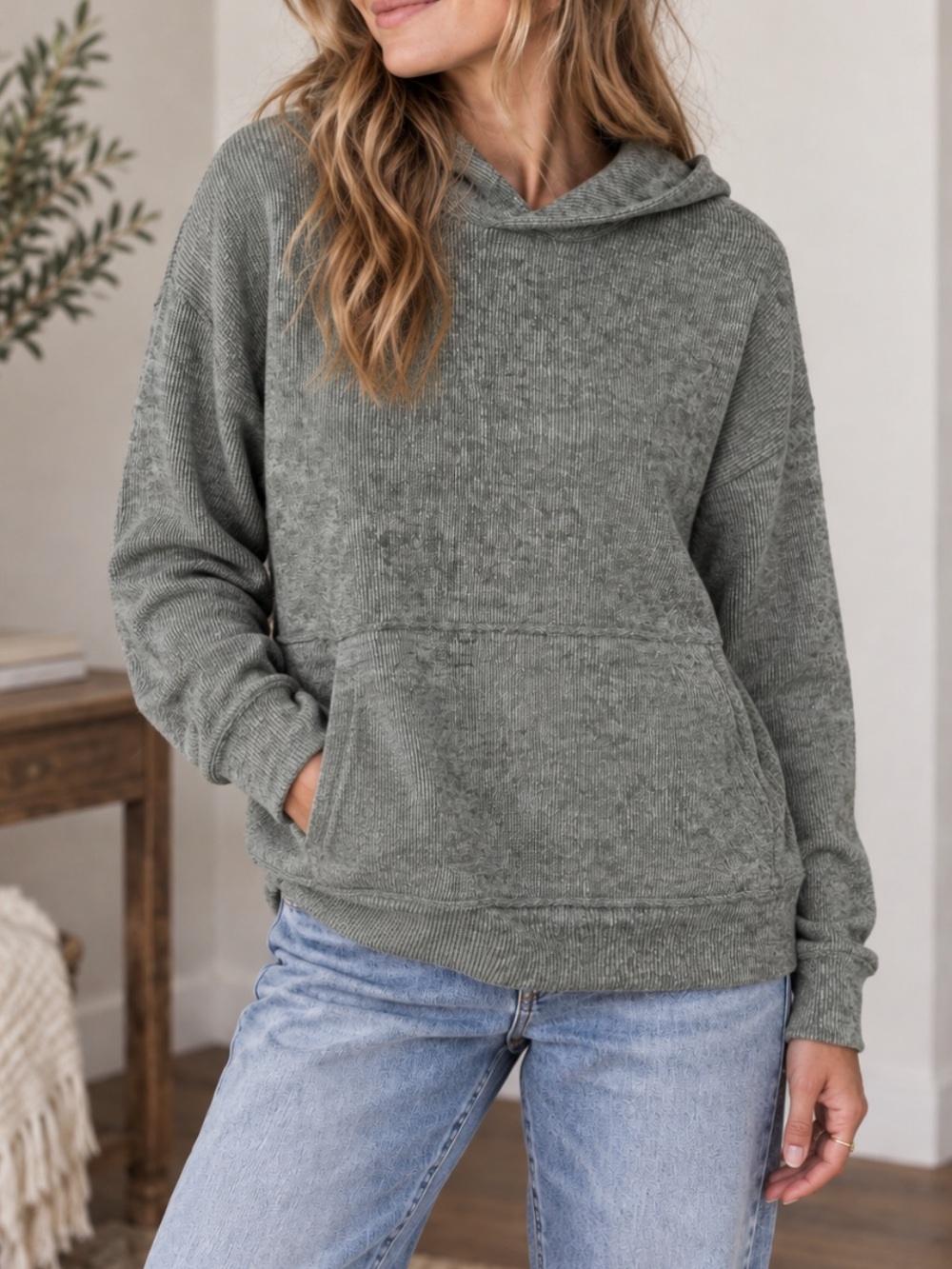Mika Jaymes River Soft Knit Hooded Pullover Sweatshirt